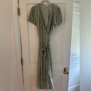 Gap Green Floral Wrap Maxi Dress
